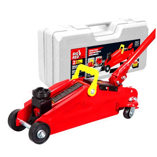 BIG RED TAM82012 Torin Hydraulic Trolley Service/Floor Jack with Blow Mold Carrying Storage Case, 2 Ton (4,000 lb) Capacity, Red