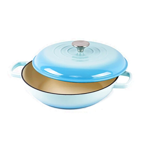 AILIBOO Enameled Cast Iron Dutch Oven,3 Quart Dutch Oven Pot with Lid, Round Dutch Oven Cast Iron Pot with Non Stick Enamel Coating for Bread Baking, Graduated Blue Dutch Oven for Kitchen