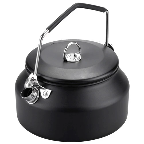 VEADOOLLY Camping Kettle Outdoor Campfire Camp Kettle, 1L Stainless Steel Camp Tea Coffee Pot, Portable Lightweight Teapot Fast Heating Boiling Water, Ideal for Hiking Picnic Travel, Black