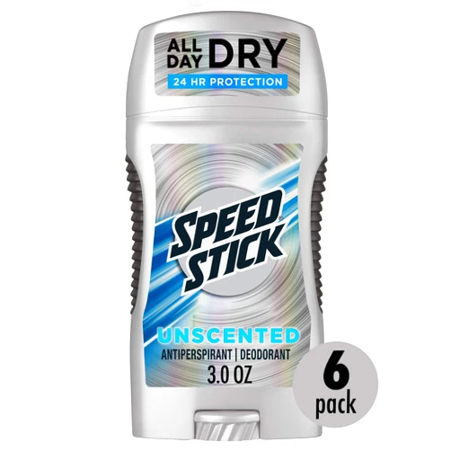 Speed Stick Power Antiperspirant Deodorant for Men, Unscented - 3 Ounce, Pack Of 6 (Packaging May Vary)