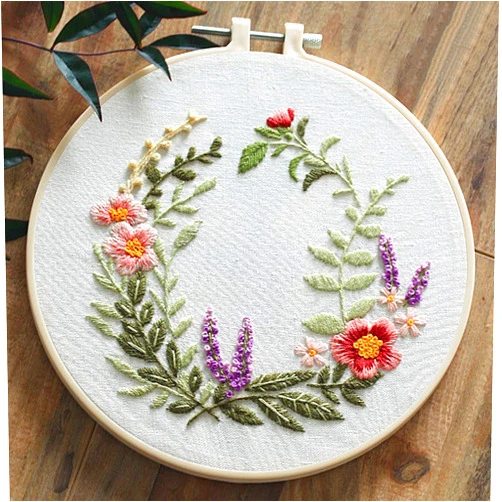 Awesocrafts Embroidery Kit, Wreath Lavender Plants Full Range of Embroidery Starter Kits for Beginners Adults Kids DIY Handmade Easy Patterns (Lavender)