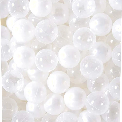 PlayMaty Ball Pool Pit Balls - 2.75inches Phthalate&BPA Free Plastic Ocean Pearl White and Transparent Balls for Kids Toddlers and Babys for Playhouse Play Tent Playpen Party Decoration Pack of 50