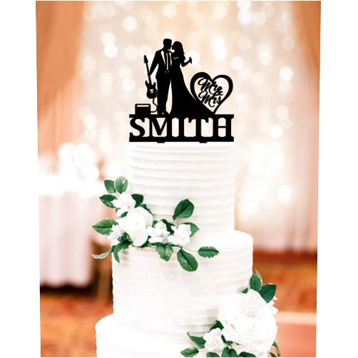 TiTaicor Guitar Wedding Cake Topper,Guitarist Wedding Cake Decoration,Electric Guitar Themed Wedding Topper,Singer Cake Topper For Wedding Party for Wedding Engagement Anniversary Party Decorations.