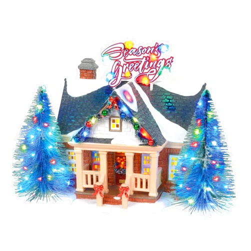 Department 56 Original Snow Village Brite Lites Holiday House Lit Building, 6.69 Inch, Multicolor