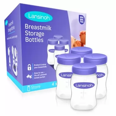 Lansinoh Breastmilk Storage Breast Pump Bottles, 4 Count