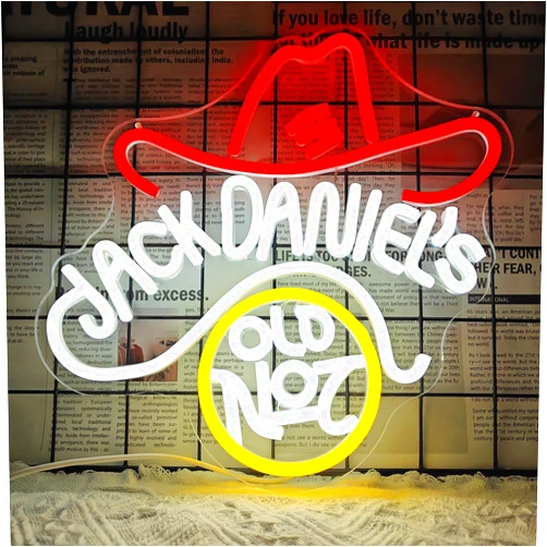 JooeTuu Beer Neon Signs Dimmable Cowboy Hat Beer Neon Light Sign for Wall Decor,Beer Led Neon Sign for Beer Home Bar Club Office Pub Man Cave