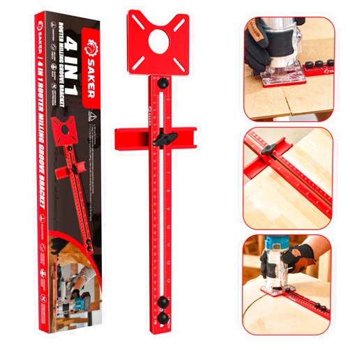 Saker New 4 in 1 Router Milling Groove Bracket|Cabinet Hardware Jig with Automatic Center Punch|Router Milling Groove Bracket Advantages|Router Guides for Woodworking
