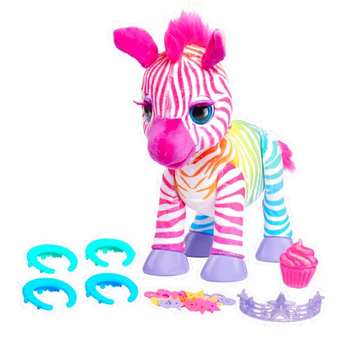 Just Play furReal Zenya My Rainbow Zebra Interactive Plush with Accessories, 22-pieces, Pretend Play, Kids Toys for Ages 4 Up by Just Play