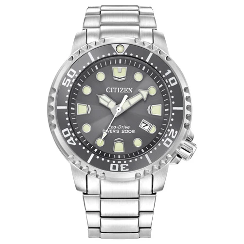 Citizen Men's Eco-Drive Promaster Dive Watch, Gray Dial, Silver-Tone Stainless Steel Bracelet (Model: BN0167-50H)