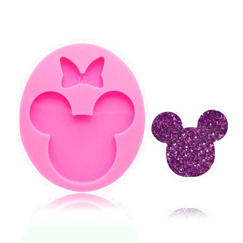 Seedomes Cute Mouse Head Bow Silicone Mold for DIY Chocolate Candy Pudding Gum Paste Cupcake Cake Topper Decoration Desserts Jelly Shots Handmade Ice Cream Ice Cube Crystal Soap Mould Fondant Mold