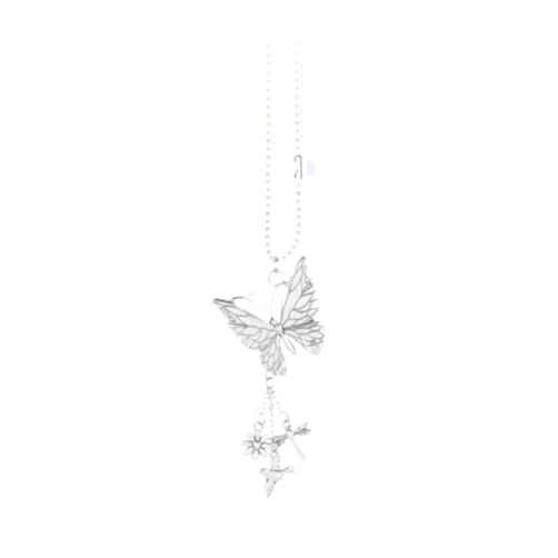 Ganz Silver Flying Butterfly Car Charm 7.5 Inch with Silver Chain