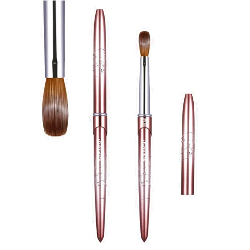 KEMEISI Acrylic Nail Brush Size 8,KEMEISI 100% Pure Kolinsky Nail Art Brushes Sturdy Handle Oval Shaped Acrylic Powder Nail Design Tools for Professional Manicure DIY Home Salon (Brown Gradient)