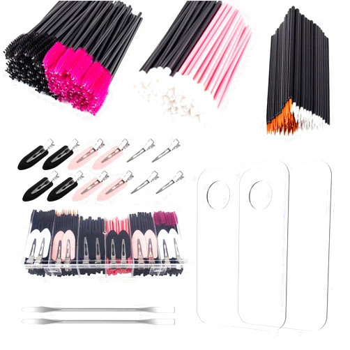 Rolybag Disposable Makeup Applicators and Acrylic Makeup Mixing Palette Kit Mascara Wands Eyeliner Brushes Lip Applicators Disposable Makeup Tools with Organizer Box