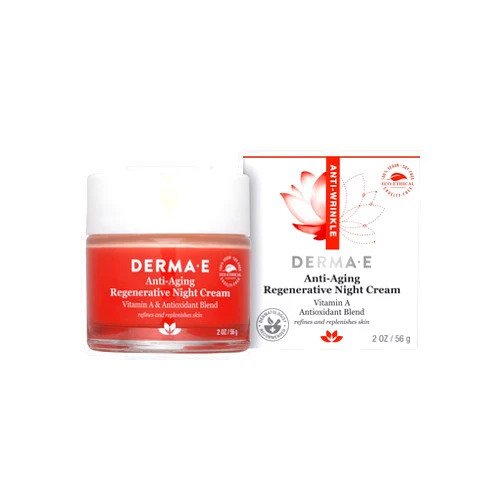 Derma E Anti-Aging Regenerative Night Cream – Firming Astaxanthin Moisturizer For Face – Lightweight Overnight Anti-Wrinkle Cream With Jojoba Oil And Vitamin E, 2 oz