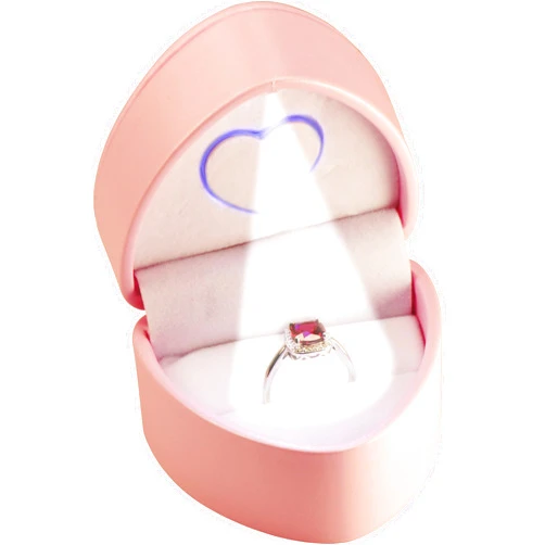 LAODA LED Ring Box for Proposal, Wedding, Engagement..Unique Designed Heart to Heart Idea PU Leather Heart Shaped Ring Jewelry Gift Box with Light for Women for Men (Pink)