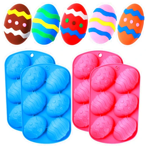 Patelai 4 Pieces Easter Egg Shaped Silicone Cake Mold Easter Candy Cookie Mould Silicone Baking Mold for Making Cake Decorating, Chocolate, Candy, Baking Pan