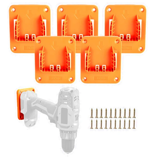 Crivnhar 5 Packs Tools Drill Mount Holder, Compatible For RIDGID 18V Li-ion Drill Tools Holder Dock Hanger with 20 Screws(No Tool)
