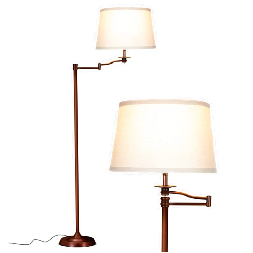 Brightech Caden LED Floor lamp, Great Living Room Décor, Tall Lamp with Swing Arm, Classic Lamp for Living Rooms & Offices, Industrial Standing Lamp for Bedroom Reading - Bronze