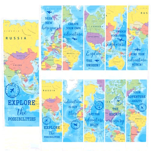 Zaamwoyy 200 Pcs World Map Bookmarks Gifts, Bulk World Geography Bookmarks for Kids, Classroom Decor & Reading Rewards, Travel Theme Paper Bookmark for Students Teachers Men Women Readers