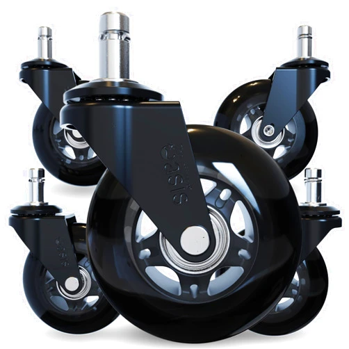 The Office Oasis The Original Rollerblade Office Chair Wheels (As Seen On PBS) - Incredibly Smooth & Quiet Rolling Casters - Safe for Hardwood Floors & Carpet - Easy Installation with Universal Fit - Set of 5 - Black