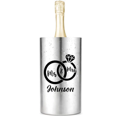 Handmade Personalized Wine Chiller – Engraved Stainless Steel Bottle Cooler for 750ml Wine & Champagne | Wedding, Anniversary, Housewarming Gift