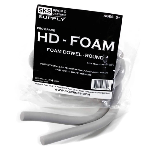 SKS Props HD-Foam Dowels, Pkg of 2 - Round, 15 mm 15mm Round Pro Grade HD Foam Dowel