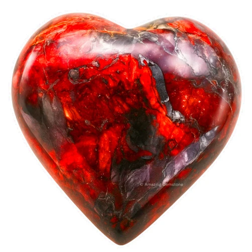 Amazing Gemstone Red Jasper Hematite Crystal Heart Palm Stone - Pocket Massage Worry Stone for Natural Body Chakra Balancing, Reiki Healing and Crystal Grid