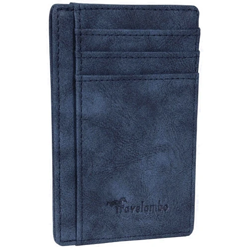 Travelambo Slim Wallet Front Pocket Minimalist Leather RFID Blocking Medium Size