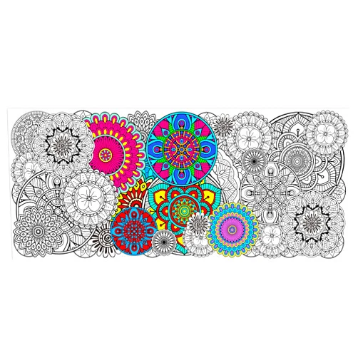 Dvbonike Jumbo Mandala Coloring Poster Giant Flower Color-in Paper Poster DIY Drawing Blank Doodle Art Banner Circular Floral 55.1x23.6 inch Wall Decor, Home School Activity Party Supplies for Kids