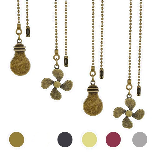 SUR-CIEL 4PCS Ceiling Fan Pull Chain, Ceiling Fan Pulls Decorative, Ceiling Fan Pull Chain Extender, Light Pull Chain Extension with 12 inches 3mm Diameter Ball Bead Chain, Bronze