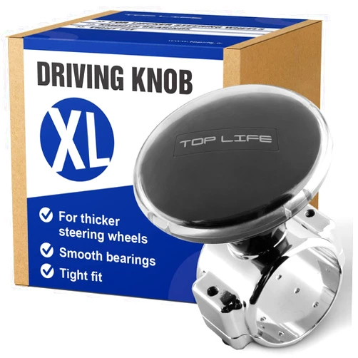 Top Life Steering Wheel Knob for Truck - XL Driving Knob for Thick Steering Wheels - Spinner for Heavy Duty, Vans, Pickup Trucks, Semi, Sport and Tuning Steering Wheels - Facilitates Maneuvers