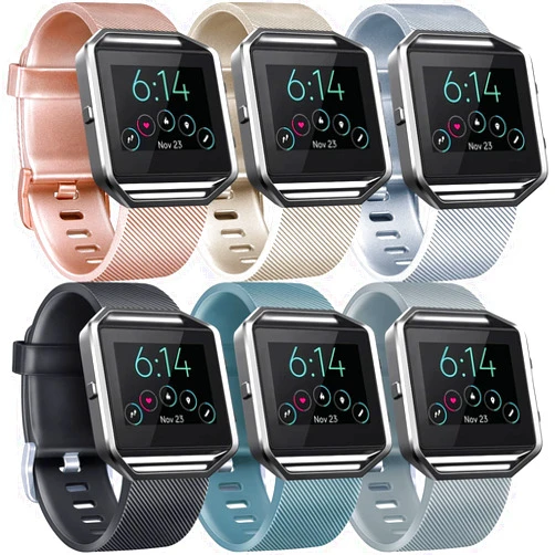 Tobfit 6 Pack Sport Bands Compatible with Fitbit Blaze Bands for Women Men, Replacement Soft Silicone Wristbands Compatible for Fitbit Blaze Smartwatch (Blaze and Frame Not Included)