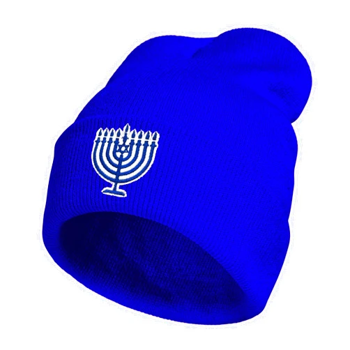 SHBYYGR Hanukkah Embroidery Beanie Knit Hat for Men Women, Casual Skull Knit Cap