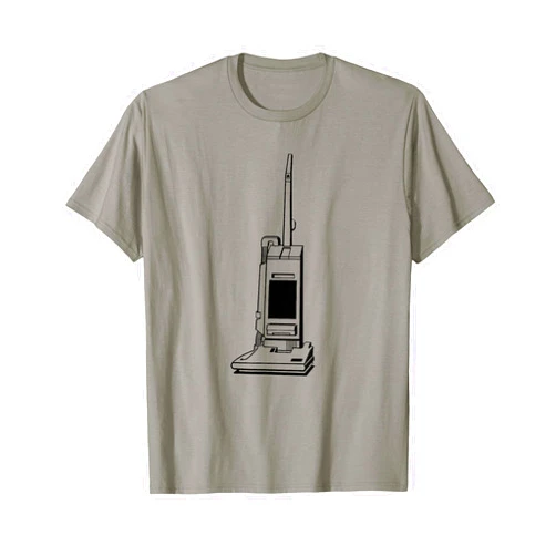 The New Antique Retro Vacuum Cleaner Print Grey Cotton Blend Classic Fit Unisex-Adults T-Shirt
