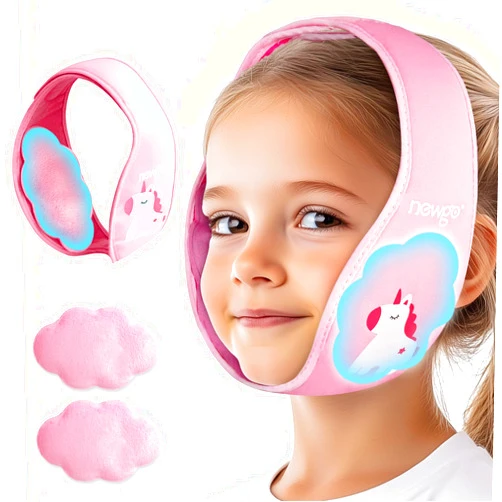 NEWGO Tonsillectomy Ice Pack for Kids, Wisdom Teeth Ice Pack Head Wrap for Kids Tonsil Recovery, Cavities, Tooth Extraction Pain Relief, Head Circumference of 20.8-25.6 Inches - Pink