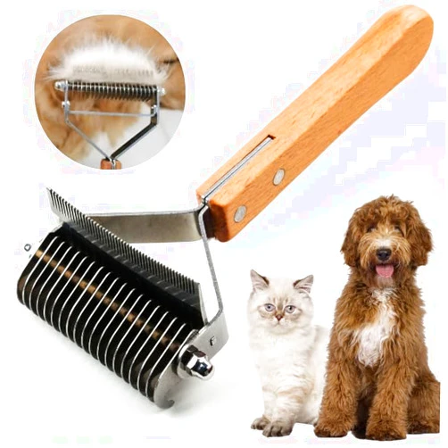 Poodoodle 2 in 1 Undercoat Rake for Dogs and Cats, Professional Grooming Brush Dematting & Shedding Comb to Remove Loose Hair, Matted Fur Efficiently, Perfect for Poodle, Doodle & All Long Haired Pets