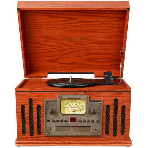 Crosley CR704B-PA Musician 3-Speed Turntable with Radio, CD/Cassette Player, Aux-in and Bluetooth, Paprika