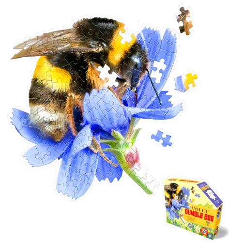 Madd Capp Lil' Bumble BEE 100 Piece Jigsaw Puzzle for Ages 5 & Up- Unique Animal-Shaped, Poster-Sized, Pieces are Oversized for Easy Handling Includes Educational Madd Capp Fun Facts, Mulitcolor