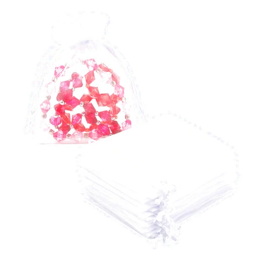 Hopttreely 100PCS Organza Bags, 3x4inch Organza Jewelry Bags with Drawstring, White Mesh Gift Pouches Mini Candy Bag for Small Presents Jewelry Earrings