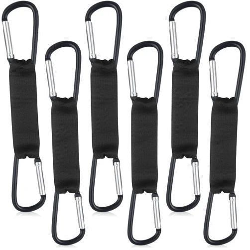 Hiboom 6 Pcs Fence Hooks for Football Bag Nylon Buckles Metal Fence Hooks Multifunctional Hanging Buckles for Softball Tennis Baseball Outdoor Sport Water Cup Backpack