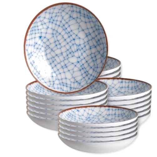 Steelite Melamine Soup Salad Bowls, Creation Tribeca Heavy Duty Dishware for Dips and Sauce, Dishwasher Safe, Crazed Blue Design, Ideal for Restaurants, Commercial Foodservice, 5 Oz, 4.5