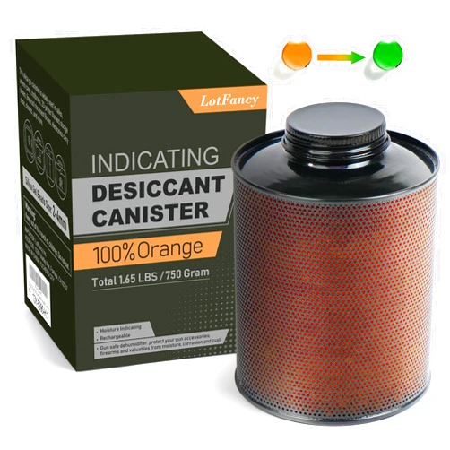 LotFancy Silica Gel Desiccant Dehumidifier for Gun Safe, 750 Grams Indicating Silica gel Beads Canister, Reusable Moisture Absorber