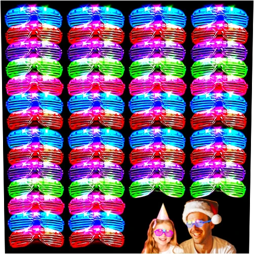 Zaaaslsm 40 Pack Led Glasses,Light Up Glasses,Glow Glasses Glow In The Dark Party Supplies Suitable For Kids/Adults, Rave neon Flashing Party For Birthday Mardi Gras New Year's Eve Decoration