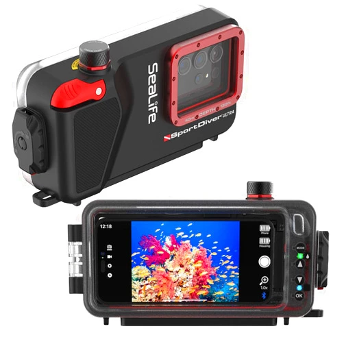 SeaLife SportDiver Ultra Underwater Smartphone Scuba Housing – Dive to 130', Waterproof Photography, Easy Camera Controls, with Leak Alarms, Fits Most Phones