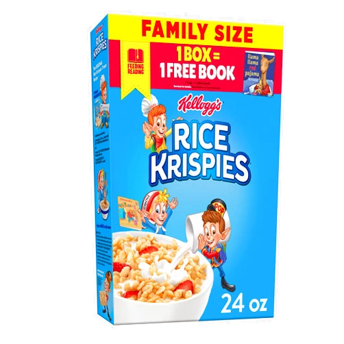 Rice Krispies Kellogg's Rice Krispies Breakfast Cereal Kids Snacks Baking Marshmallow Treats Giant Size Original 24oz Box (1 Box)