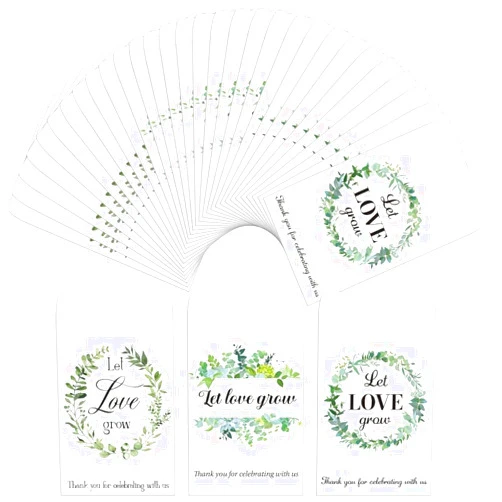 Outus 150 Pieces Wedding Favors Seed Packets Self Adhesive Let Love Grow Envelopes Retro Christmas Valentine Wedding Favors for Guests, 3 Styles (Eucalyptus Wreath Pattern)