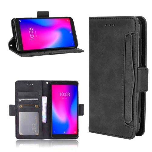 QiongNi Case for ZTE Avid 579 Leather Case,Case for ZTE Blade A3 2020 Case Cover,Case for Case for Telstra Essential Smart 3 / Blade A3 2020T Case Flip Pu Leather Cover Black