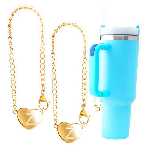 TPPICK 2PCS Letter Charm Accessories for Stanley Cup, Name ID Letter Handle Charm For Stanley/Simple Modern Tumbler, Heart Shape Initial Identification Charms