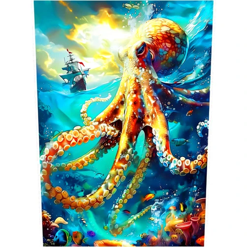 VOLUVOLU 300 Piece Puzzle for Adults, Jigsaw Puzzle, Ocean Sailboat Octopus Jigsaw Puzzles, Funny Family Game and Learn About The Beauty of The Ocean, Friends Family Activity Game Nights Gifts, 20.5x15 in