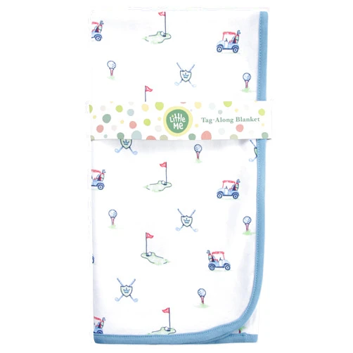 Little Me Blankets for Baby Boys' Swaddling Receiving Blanket, Blue Golf Club, 30 x 27 Inches